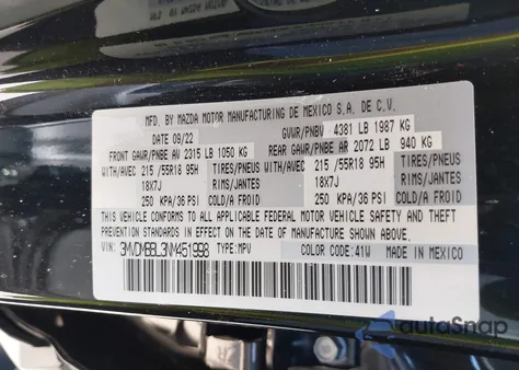 2022 Mazda Cx-30 Select из США, поврежденный, VIN 3MVDMBBL3NM451998